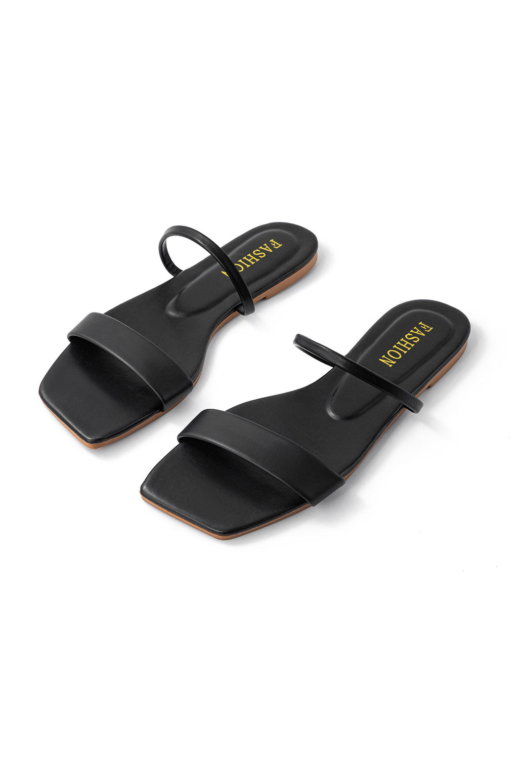 Klassische flache Sandalen mit eckiger Zehenpartie
