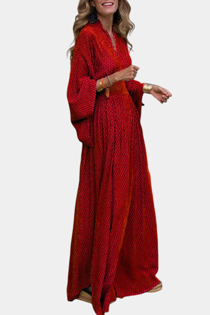 Geometrisches Maxikleid Anelia für Damen mit V-Ausschnitt – Ansicht 6