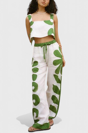 Serafina – Florales Boho-Set für Damen mit ärmellosem Top und weiter Hose – Ansicht 2