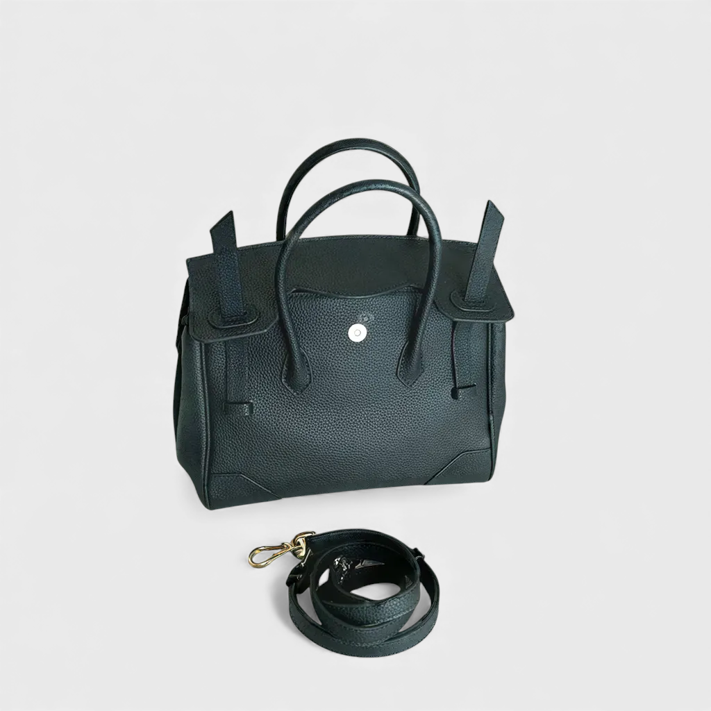 Petrina – Schwarze Ledertasche für Damen mit Schulterriemen – Ansicht 8