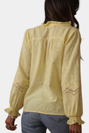 Gelbe Damen-Spitzenbluse Catarina mit Puffärmeln – Ansicht 3