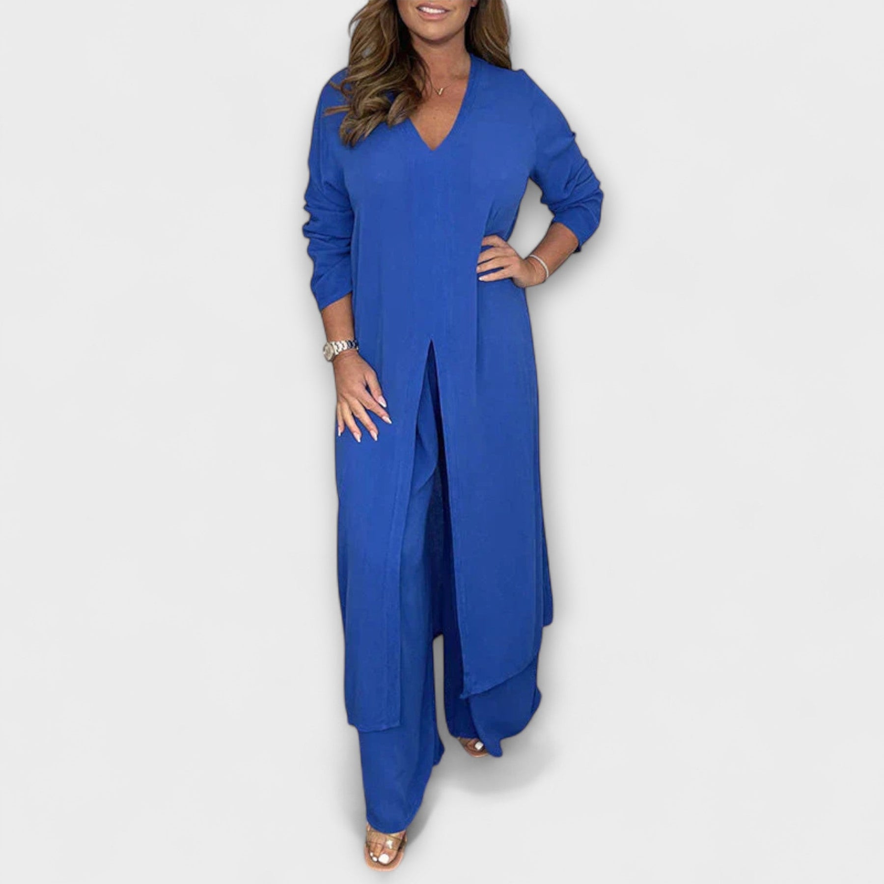 Elegantes dreiteiliges Damen-Set mit langer Tunika – Ansicht 4