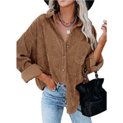 Reina – Oversized Cordhemd mit Knöpfen in lockerer Passform – Ansicht 4
