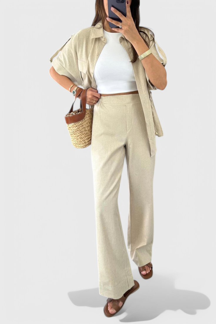 Lani – Lockeres zweiteiliges Damen-Set mit Hemd und gerader Hose – Ansicht 2