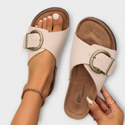 Damensandalen mit verstellbaren Riemen und flacher Sohle – Ansicht 3