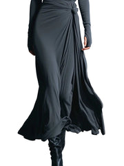Belle – Graues Wickel-Maxikleid mit Knoten