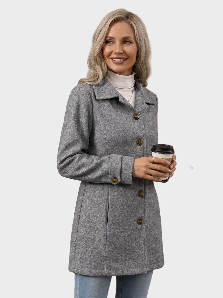 Rosa – Eleganter zeitloser Wollmantel für Damen – Ansicht 6