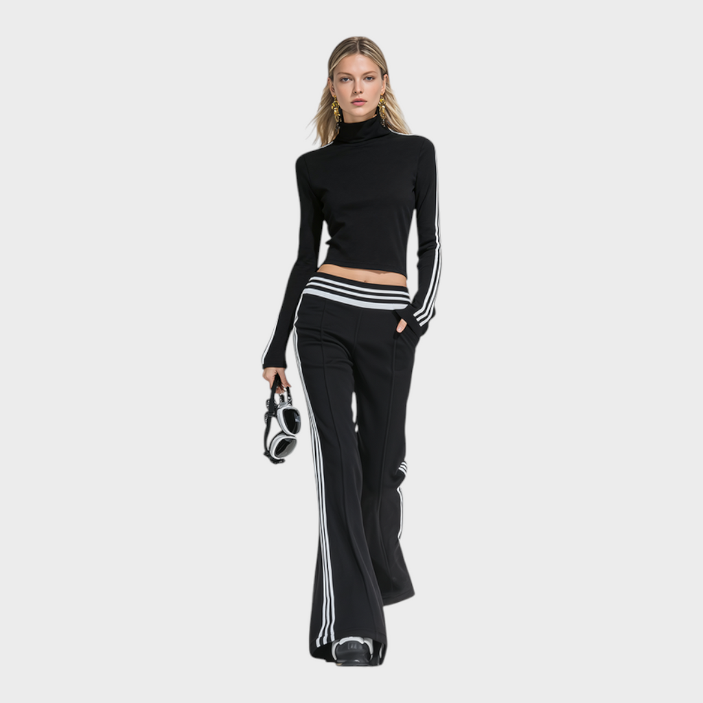 Rowena | Sportliches und stilvolles Set aus Bluse mit Stehkragen und Hose mit weitem Bein