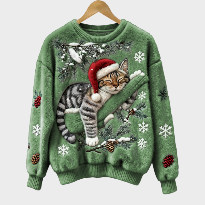 Wilma – Lässiger Damenpullover mit Katzenmotiv – Ansicht 7