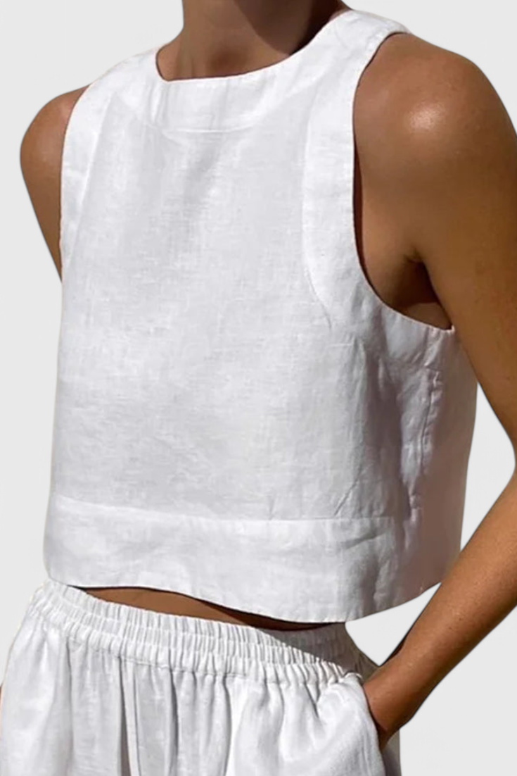 Minimalistisches Damen-Set Avelina aus Baumwolle und Leinen – Ansicht 6