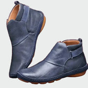 Braune Lederstiefeletten für Damen mit seitlichem Riemen – Ansicht 3