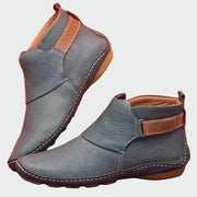 Braune Lederstiefeletten für Damen mit seitlichem Riemen – Ansicht 4