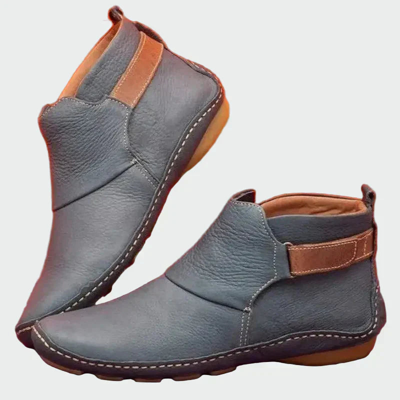 Braune Lederstiefeletten für Damen mit seitlichem Riemen – Ansicht 4