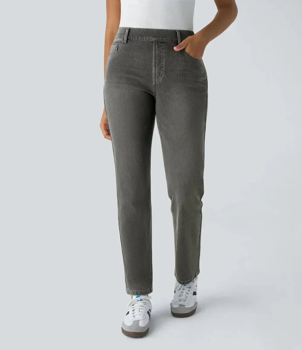 Elastische High-Waist-Jeans für Damen – Ansicht 8