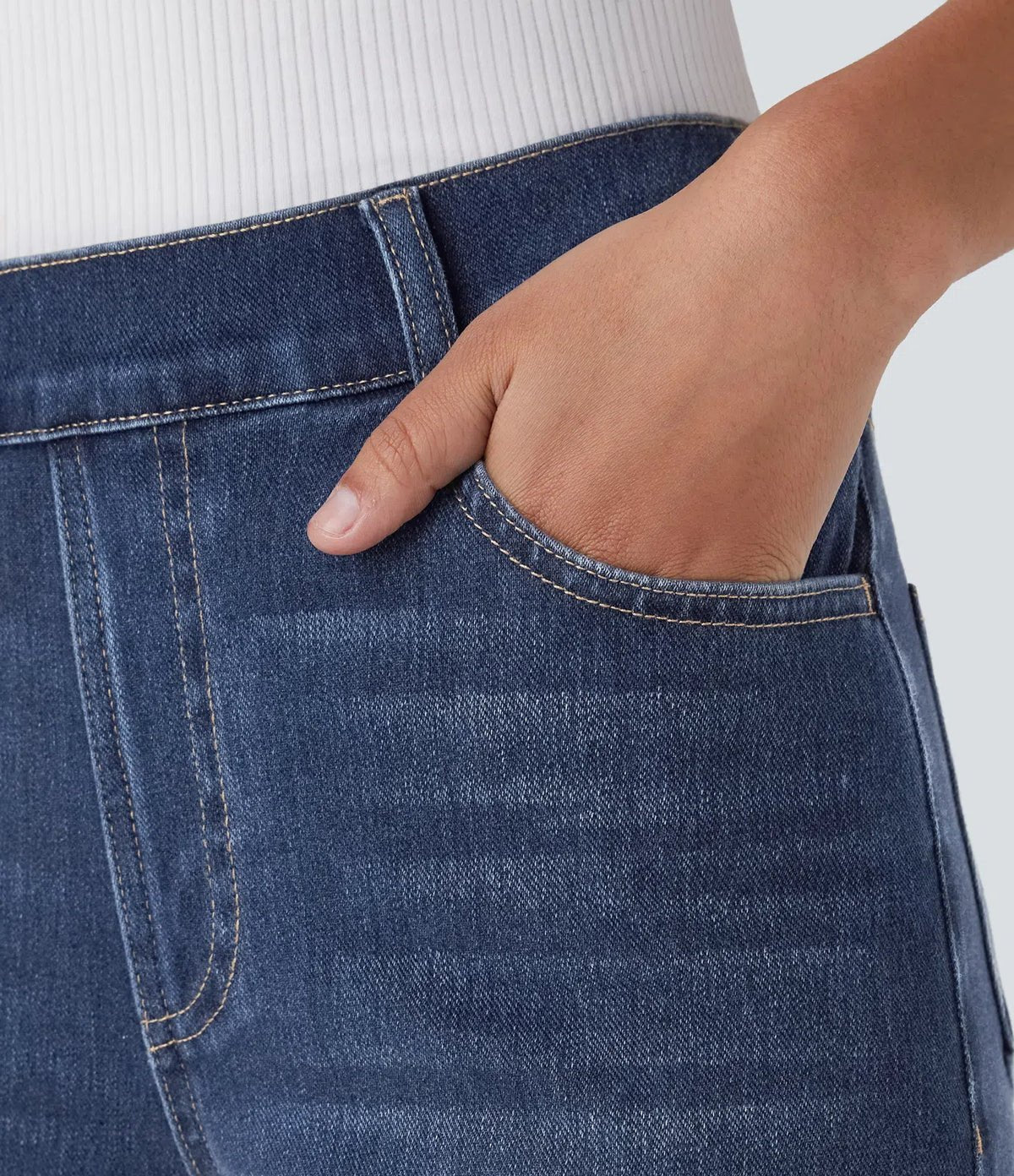 Elastische High-Waist-Jeans für Damen – Ansicht 3