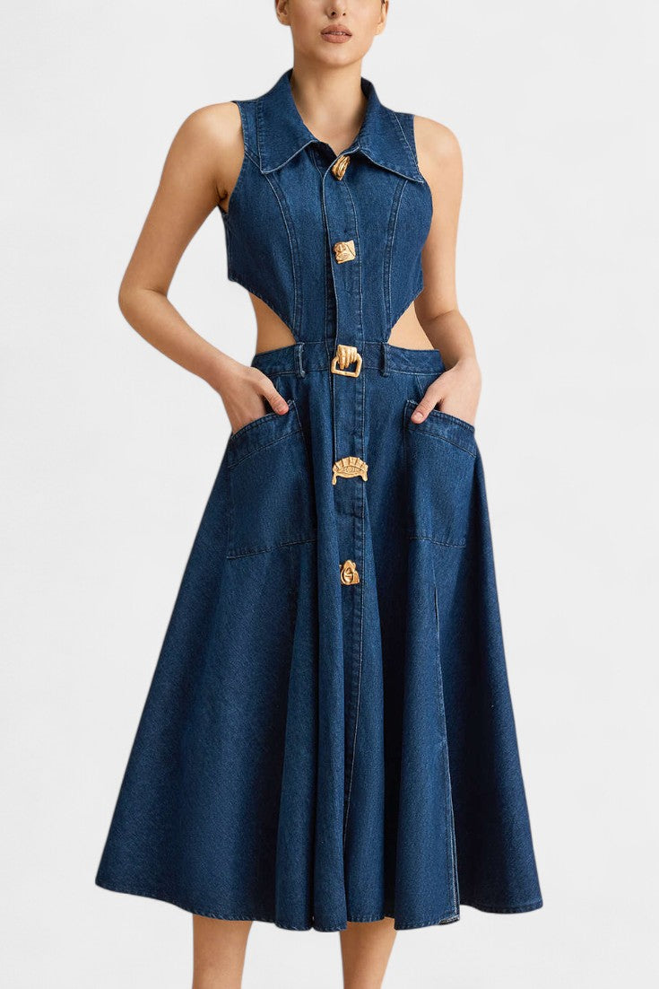 Ärmelloses Jeanskleid Alia mit Cut-out