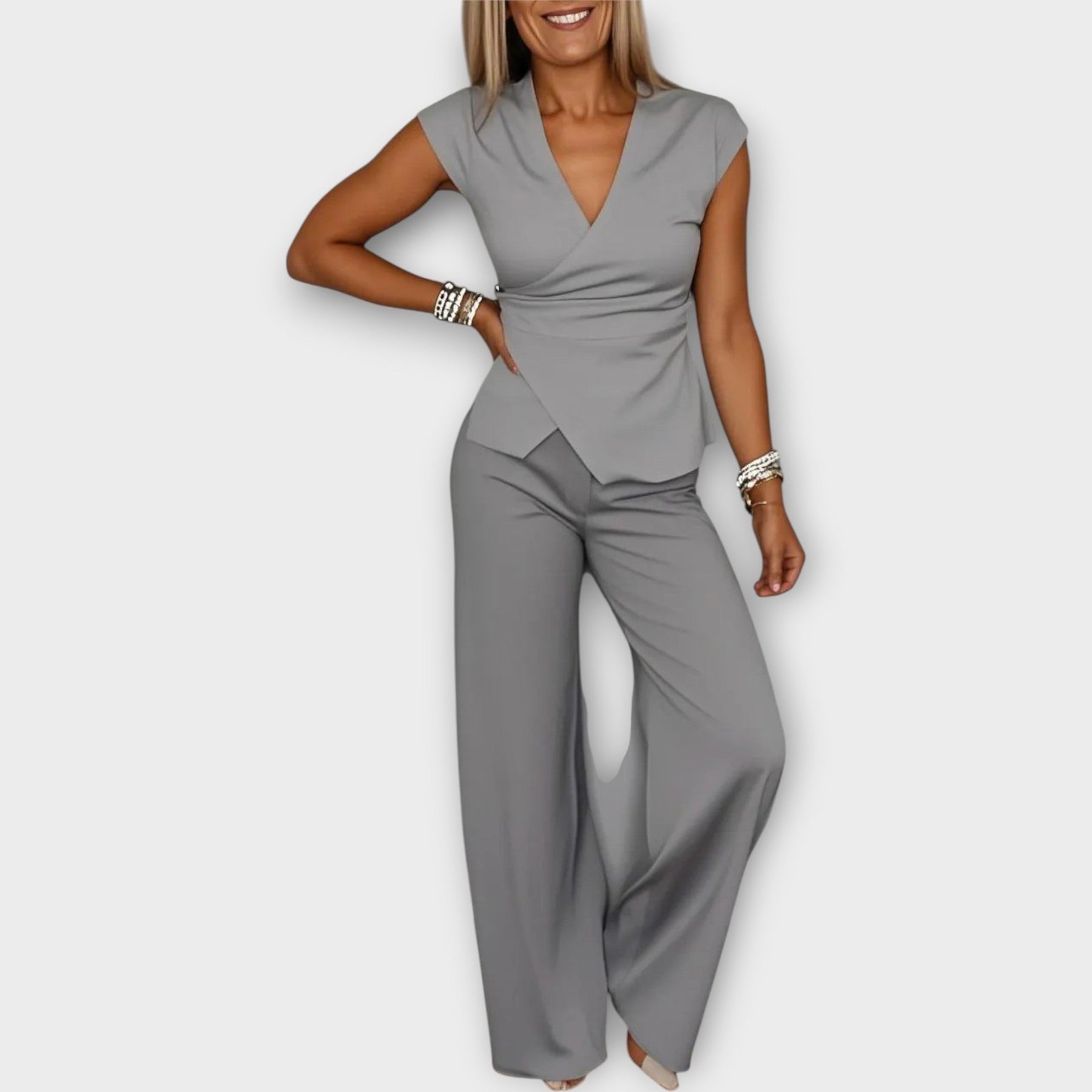 Eleganter Jumpsuit für Damen mit V-Ausschnitt – Ansicht 5