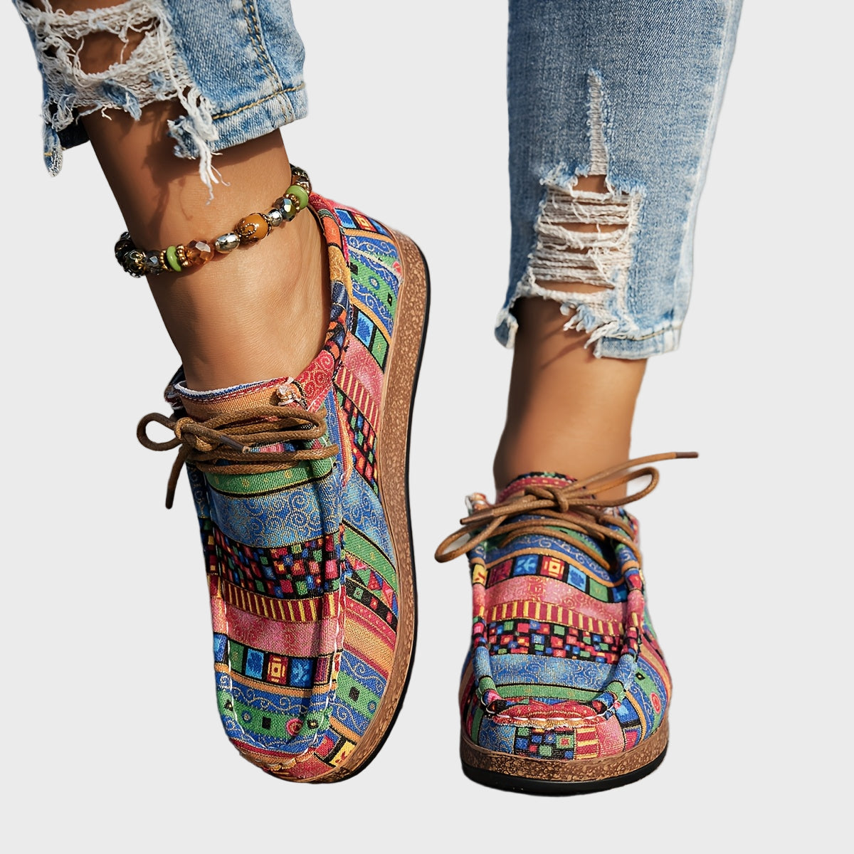 Bunte Boho-Schuhe für Damen mit Patchwork-Muster – Ansicht 2