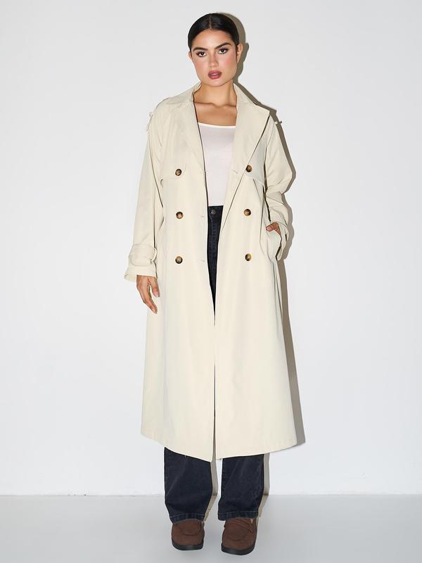 Warmer zweireihiger Damen-Trenchcoat – Ansicht 2