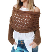 Maribel – Strickbluse-Schal für Damen mit Lochmuster und langen Ärmeln – Ansicht 7