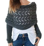 Maribel – Strickbluse-Schal für Damen mit Lochmuster und langen Ärmeln – Ansicht 10