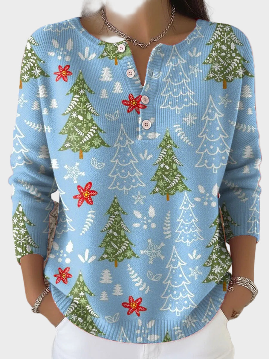 Maria – Weihnachtspullover für Damen mit Winterkiefern-Motiv – Ansicht 4