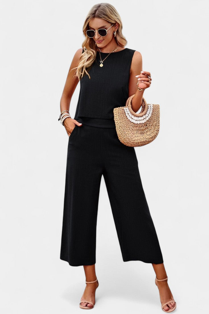 Lavinia Boho-Set mit luftigem Top und Shorts aus Leinen und Baumwolle