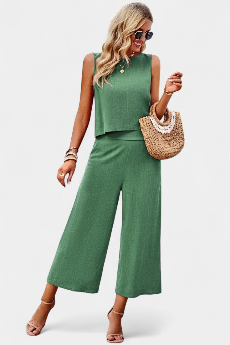 Lavinia Boho-Set mit luftigem Top und Shorts aus Leinen und Baumwolle