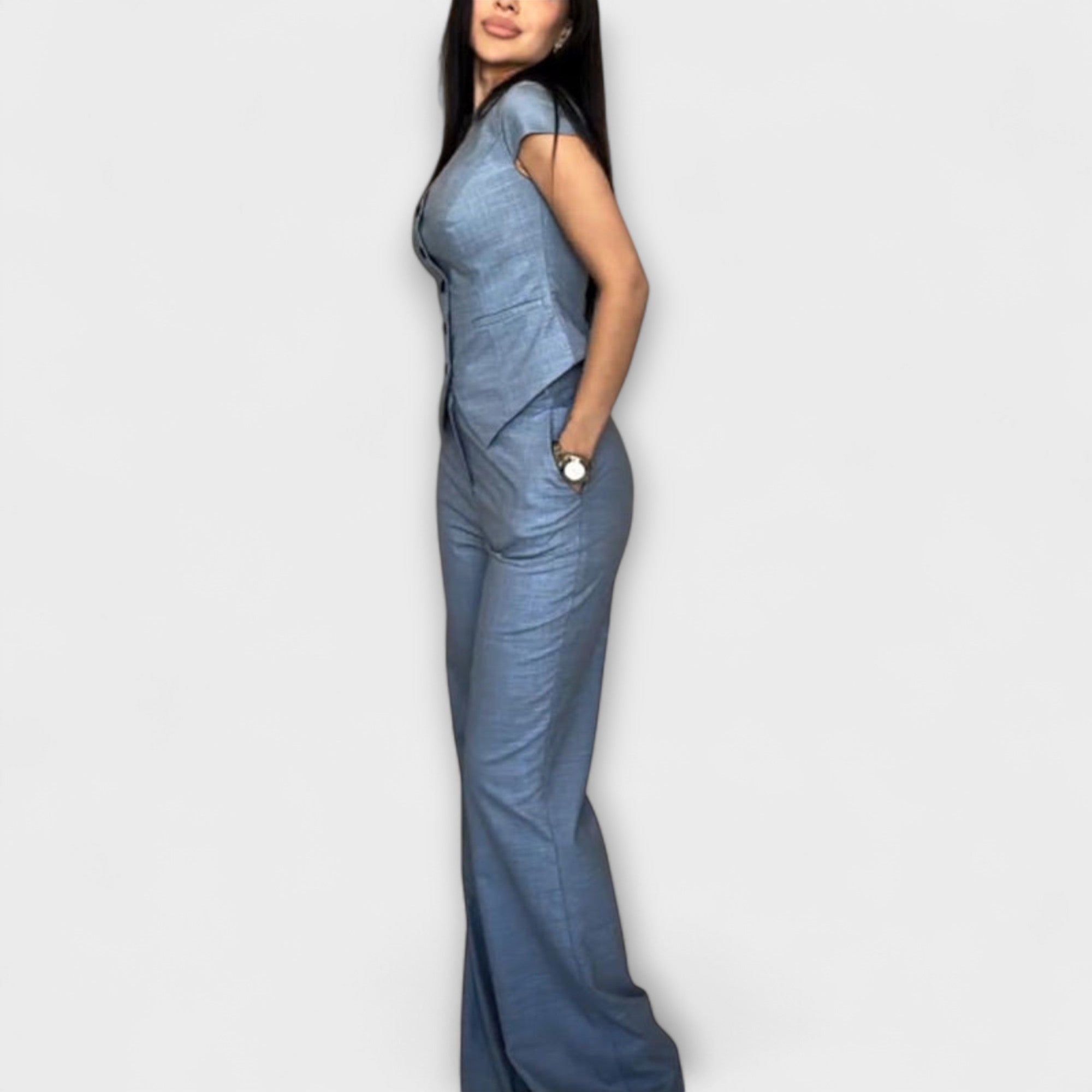 Ivy – Elegantes Set aus V-Ausschnitt und Hose