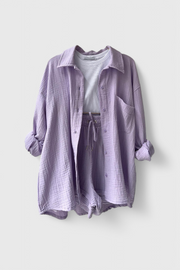Xenia – Lockeres Damen-Set mit Kragentop und Shorts – Ansicht 8