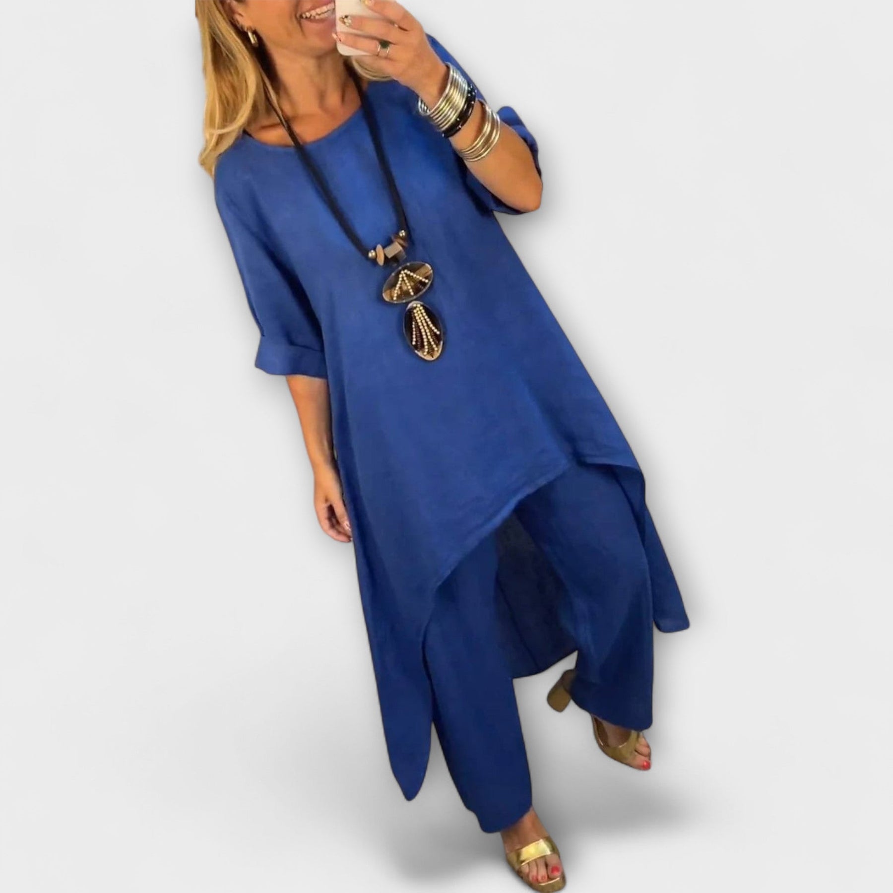 Damen-Leinenkleid Tabea mit Rundhalsausschnitt – Ansicht 9