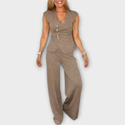 Eleganter Jumpsuit für Damen mit V-Ausschnitt – Ansicht 6