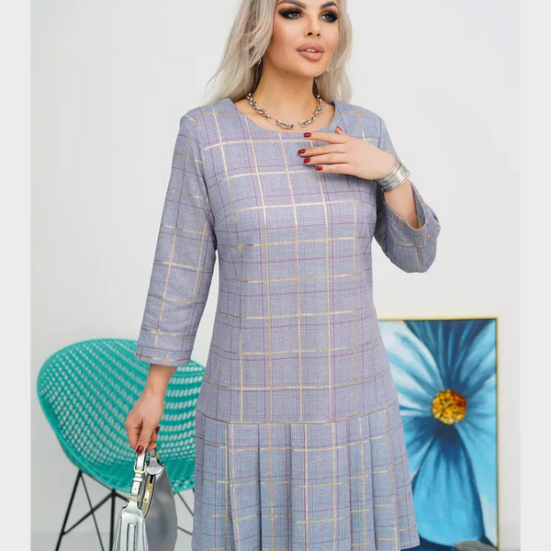 Jennie – Plisseekleid mit Karomuster in A-Linie