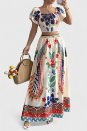 Boho-Damen-Set Itzel mit Crop-Top und Rock im Ethno-Print – Ansicht 4