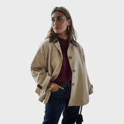 Shuvie – Beige Noho-Jacke mit Steppdetails