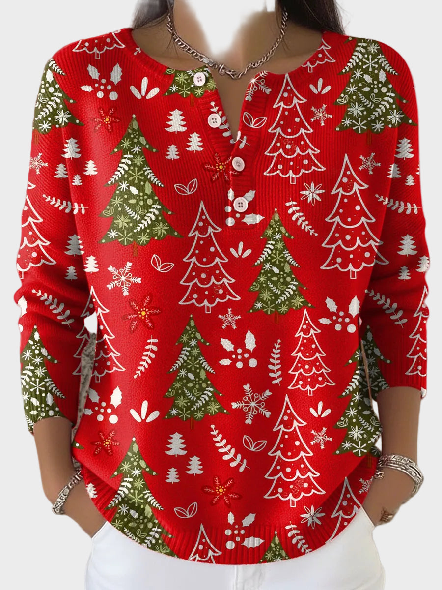 Maria – Weihnachtspullover für Damen mit Winterkiefern-Motiv – Ansicht 3