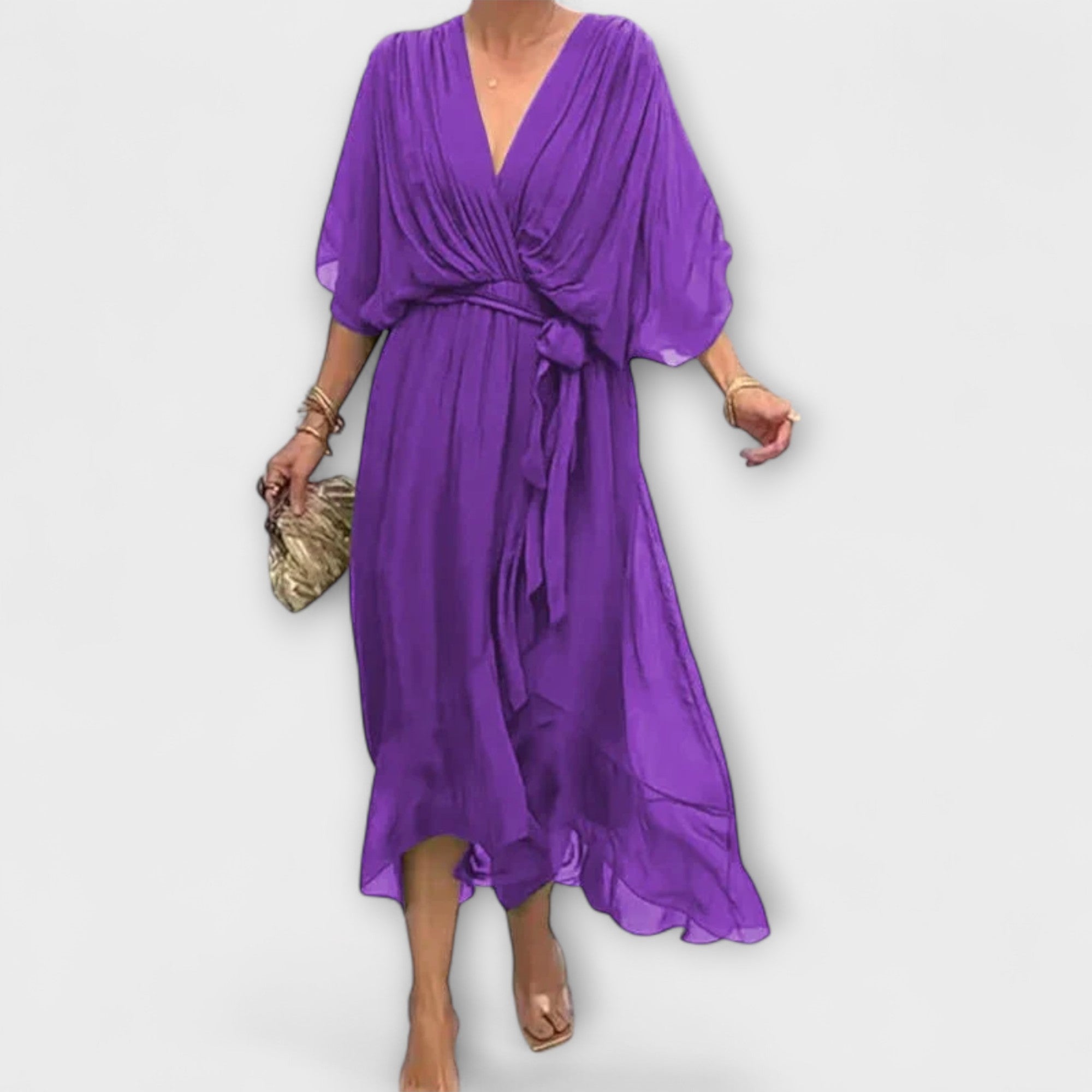 Amoura — Chiffonkleid mit V-Ausschnitt