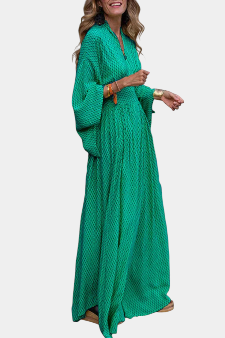 Geometrisches Maxikleid Anelia für Damen mit V-Ausschnitt – Ansicht 7