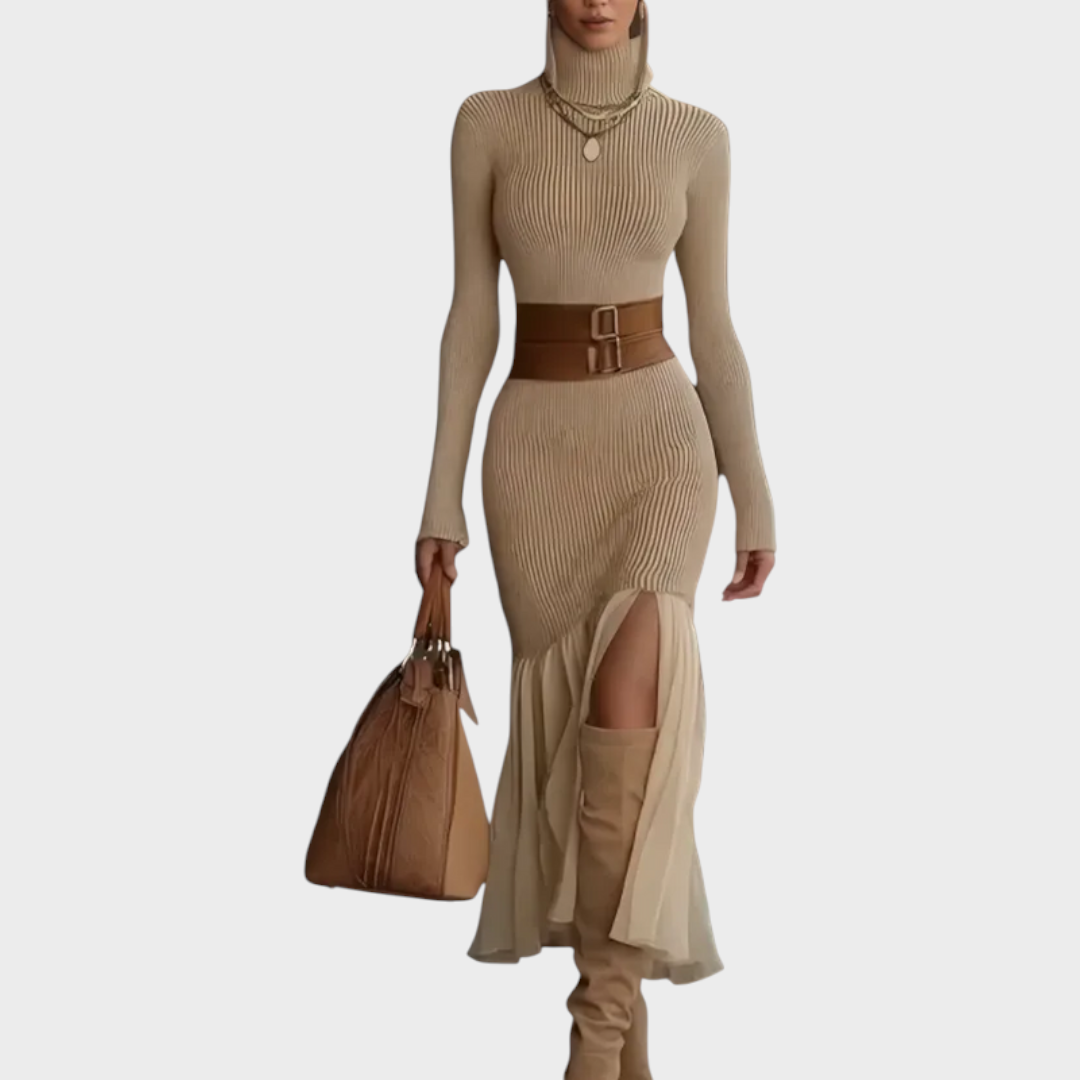 Florentina – Elegantes Strickkleid mit Rollkragen