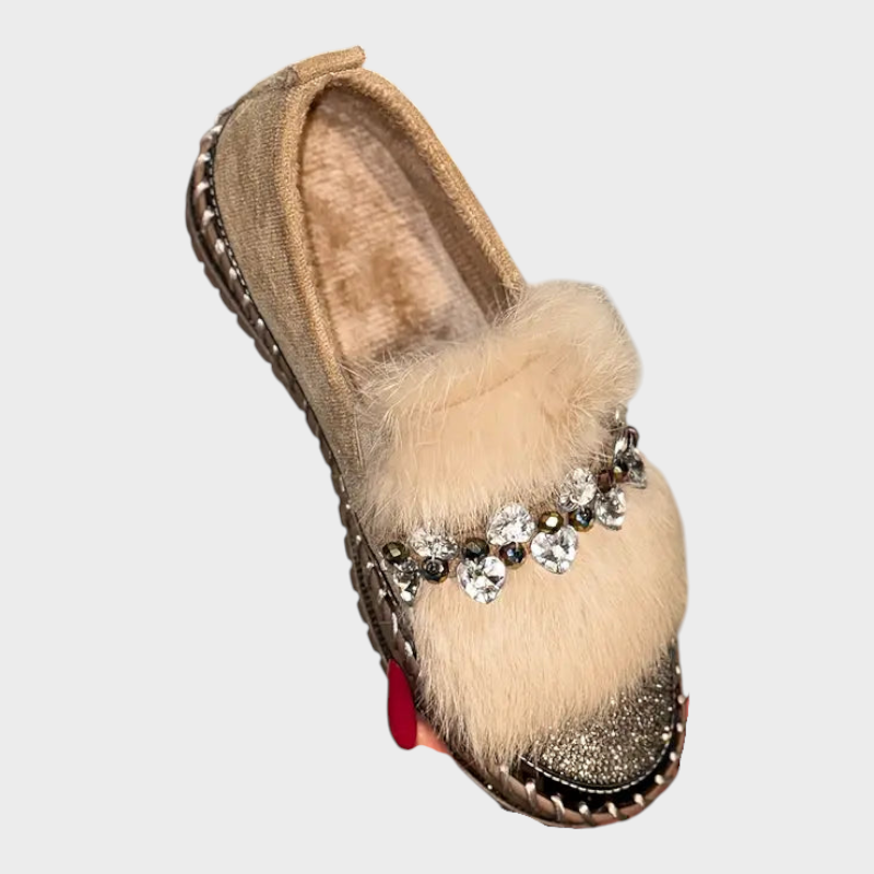 Narzissa – Komfort-Loafer für Damen mit glänzendem Federdetail