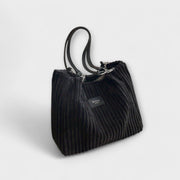 Xella – Khakifarbene Schultertasche für Damen aus weichem Cord – Ansicht 5