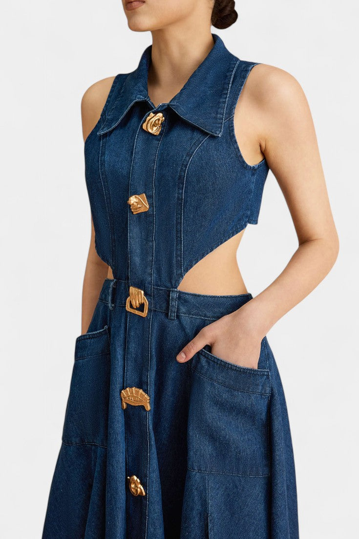 Ärmelloses Jeanskleid Alia mit Cut-out