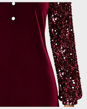 Joan – Samtkleid mit Strassbesatz und V-Ausschnitt – Ansicht 3