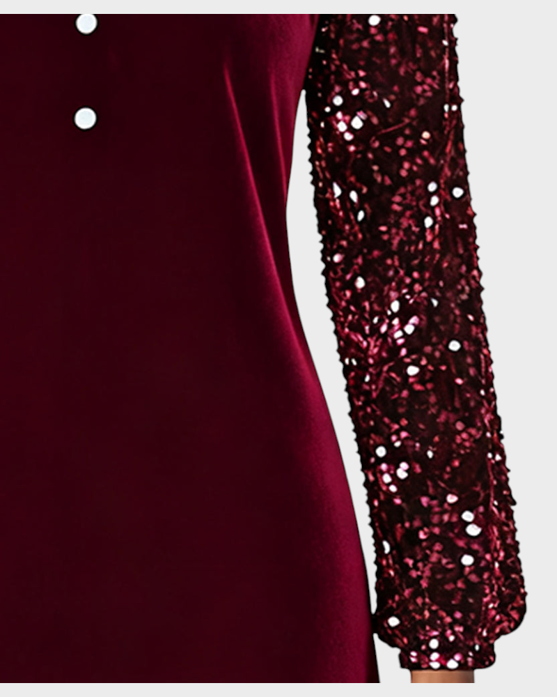 Joan – Samtkleid mit Strassbesatz und V-Ausschnitt – Ansicht 3