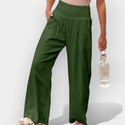 Bequeme Hose für Damen mit weitem Bein und elastischem Bund – Ansicht 8