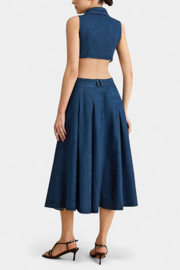 Ärmelloses Jeanskleid Alia mit Cut-out