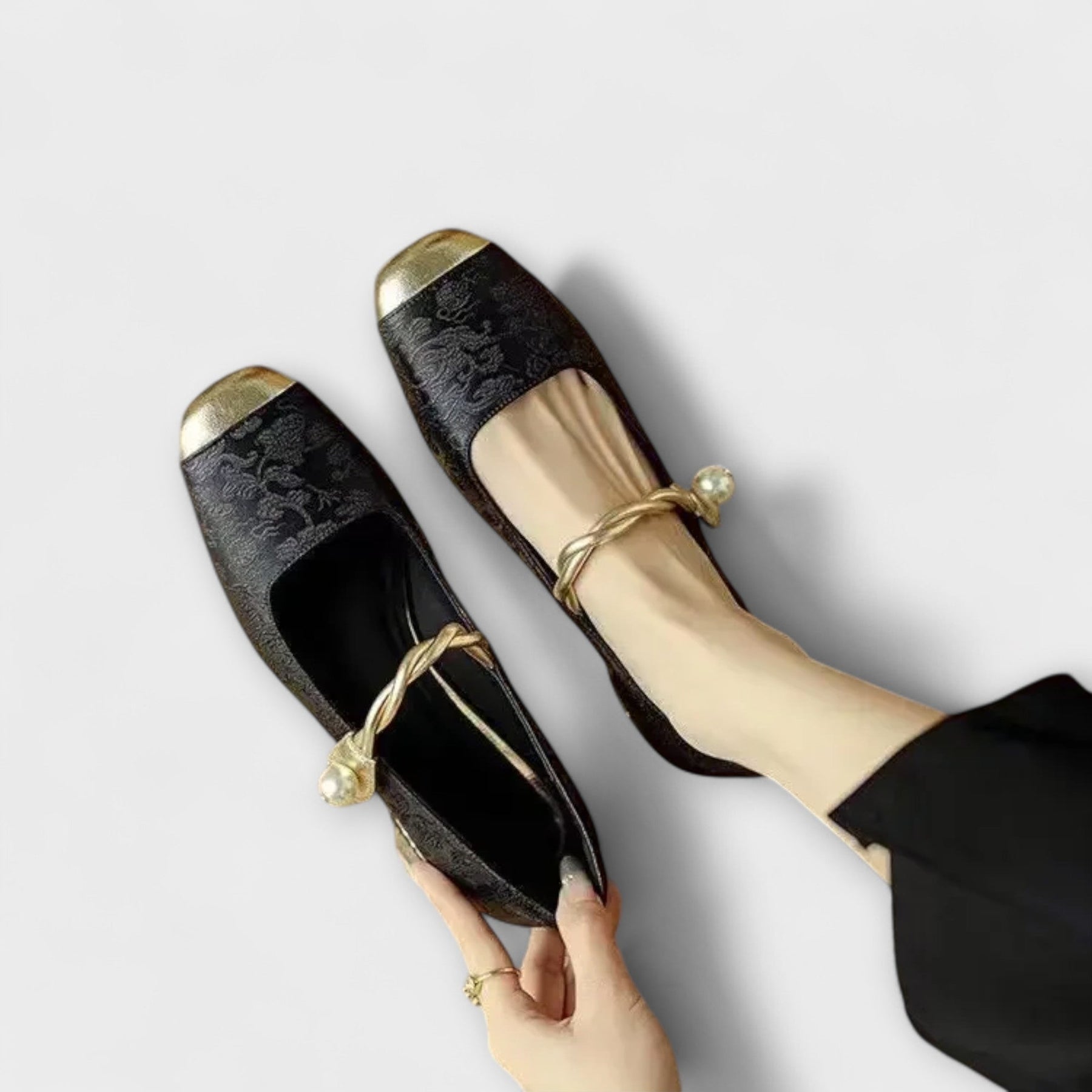 Damen-Loafer Loki mit niedrigem Absatz und Perlen – Ansicht 14