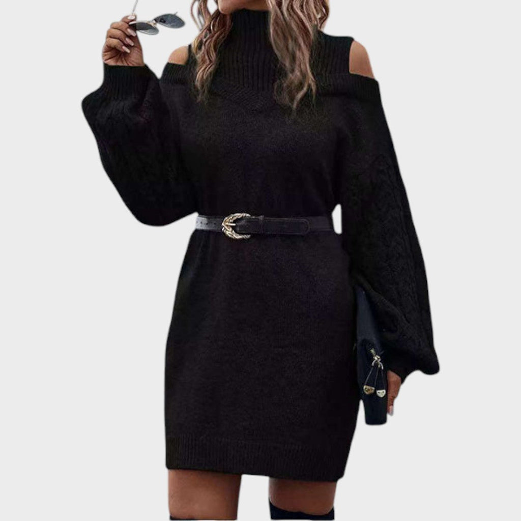 Ninia | Modisches Strickkleid mit freien Schultern