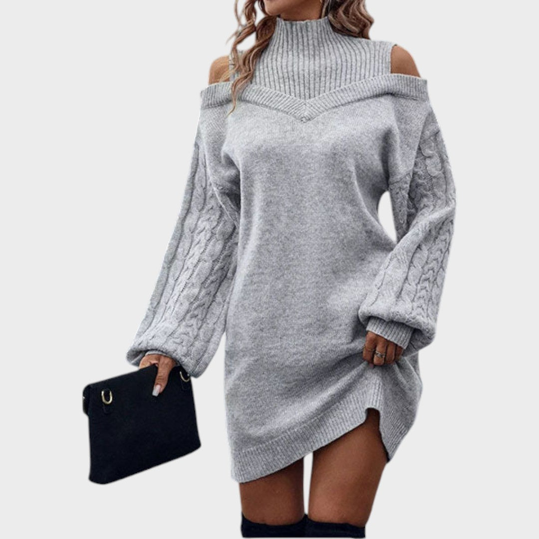 Ninia – Modisches schulterfreies Damen-Strickkleid – Ansicht 6