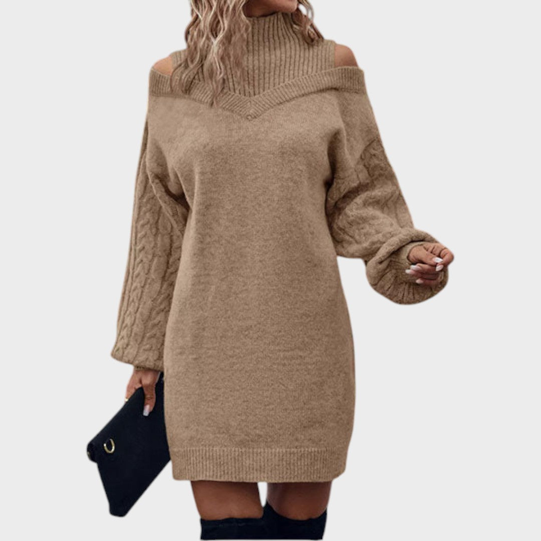 Ninia – Modisches schulterfreies Damen-Strickkleid – Ansicht 5